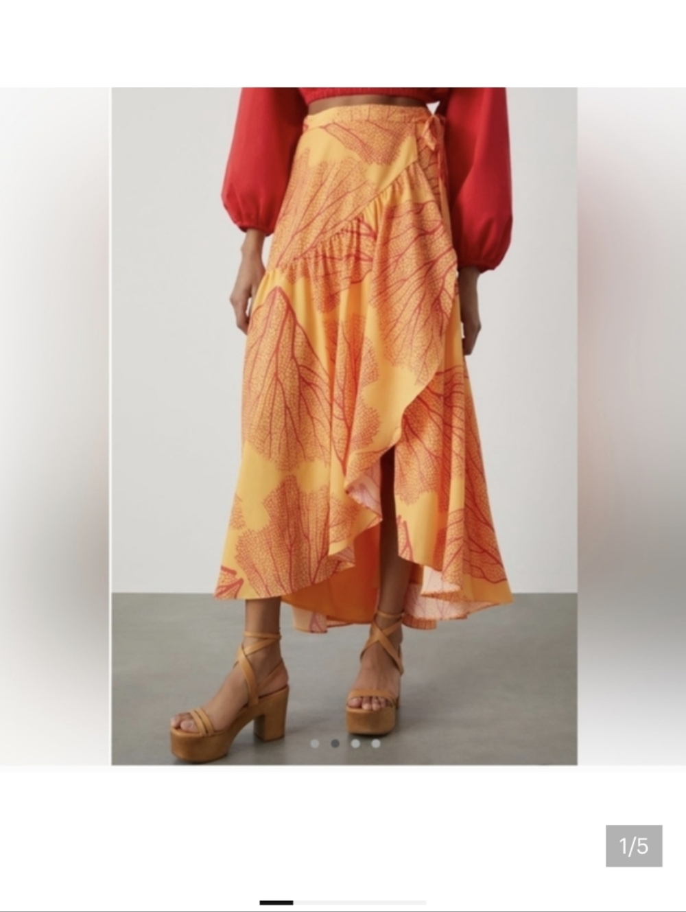Anthropologie Orange And Marigold High Low Wrap Skirt